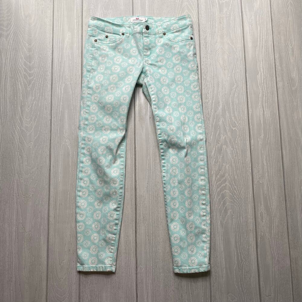 Vineyard Vines Women's Light Blue & White Medallion Print Skinny Jeans Size 00